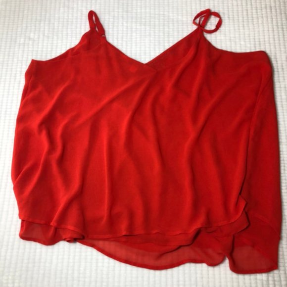 Torrid Embroidered Chiffon Swing Cami Red Blouse 2 - Picture 5 of 5